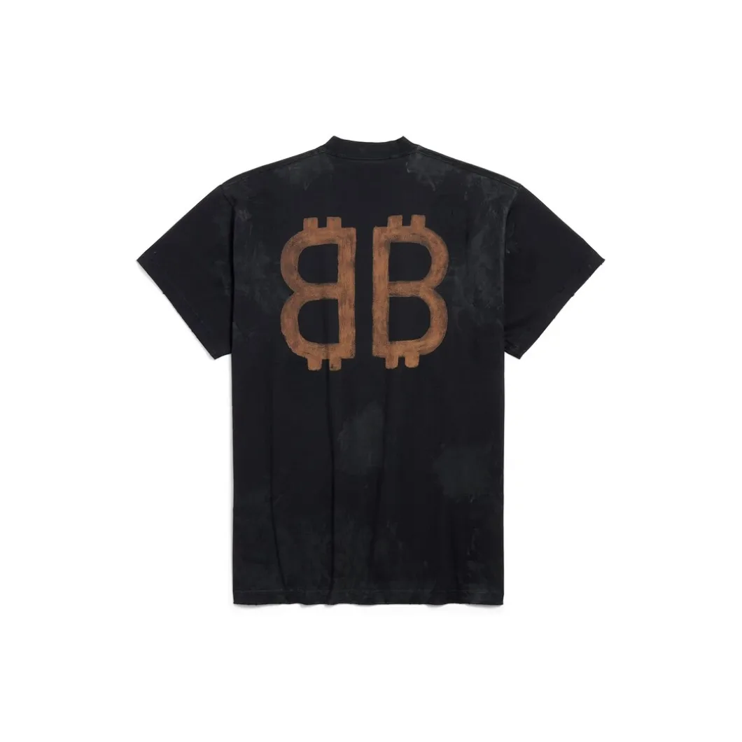 T-shirt Crypto Oversize in Nero Délavé
