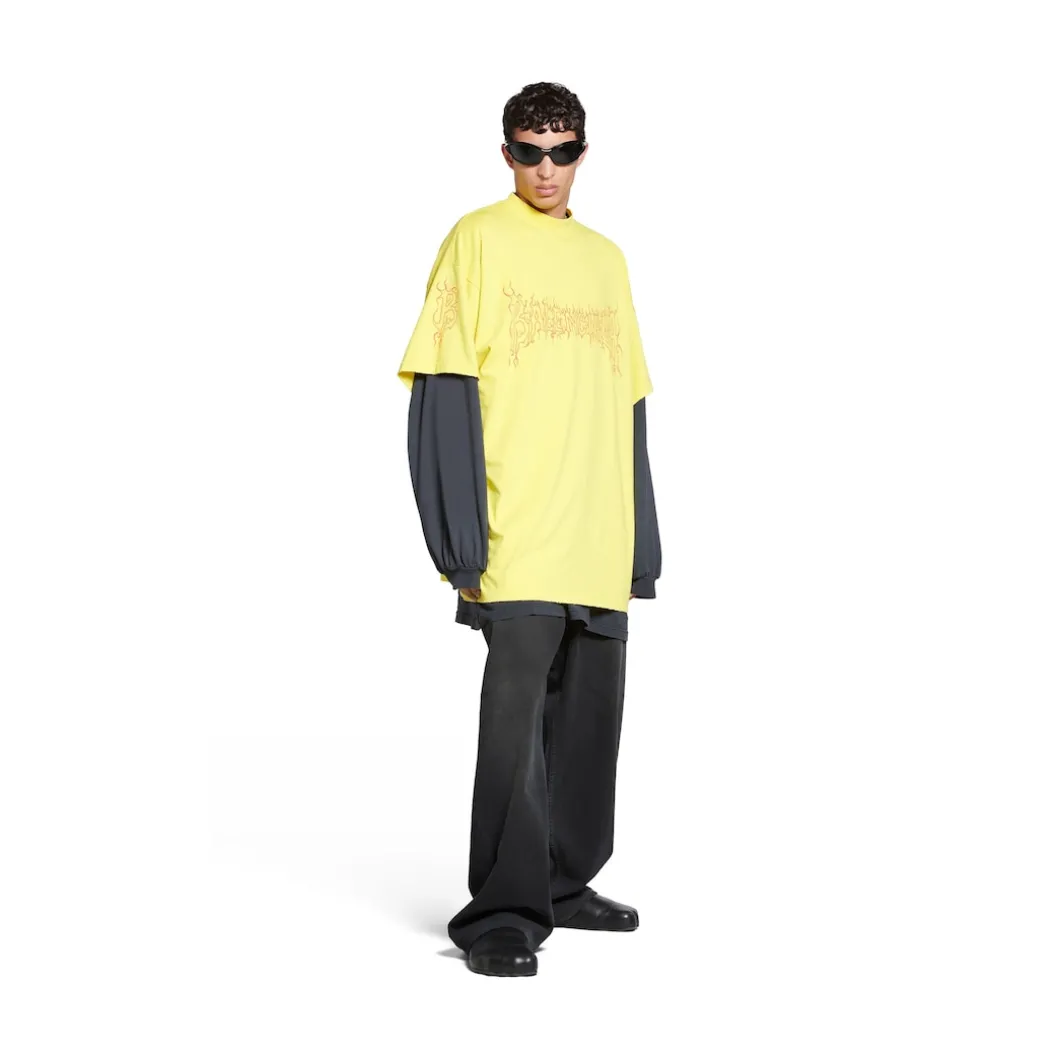 T-shirt Darkwave Oversize in Giallo/rosso
