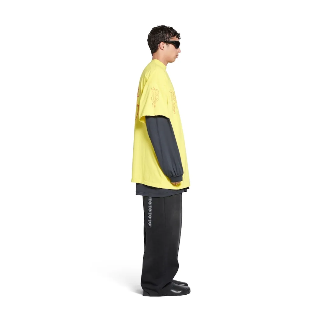 T-shirt Darkwave Oversize in Giallo/rosso