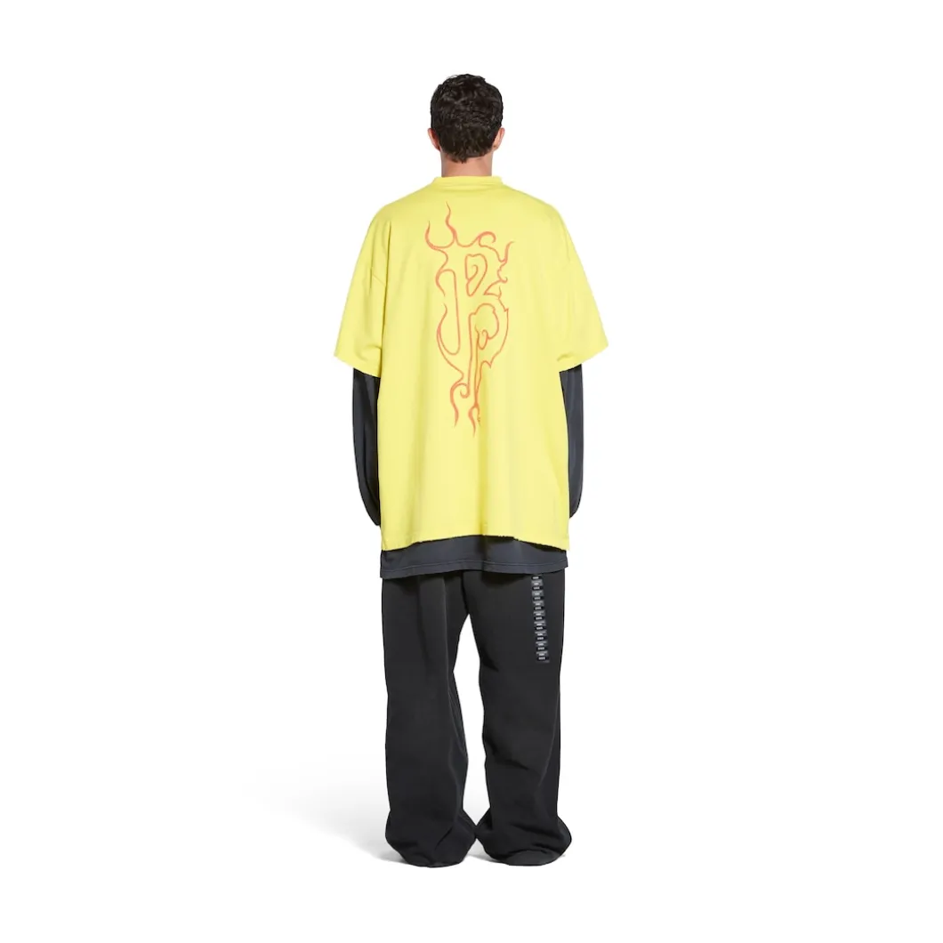 T-shirt Darkwave Oversize in Giallo/rosso
