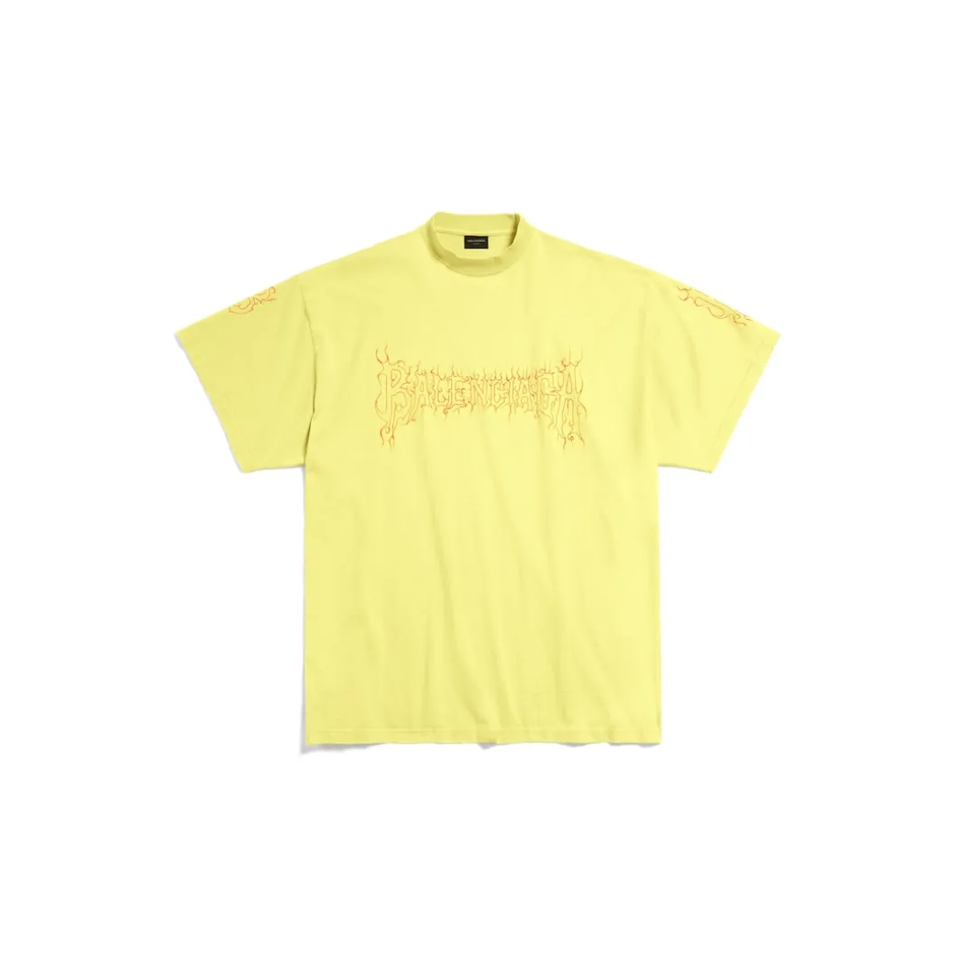 T-shirt Darkwave Oversize in Giallo/rosso