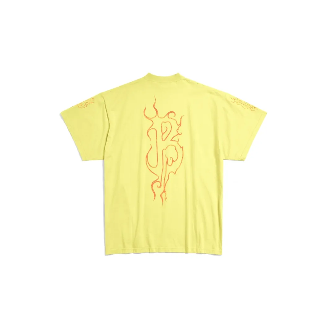 T-shirt Darkwave Oversize in Giallo/rosso