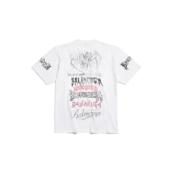 T-shirt Diy Metal Large Fit in Bianco/nero/rosso