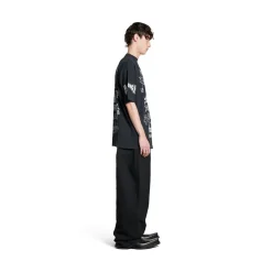 T-shirt Diy Metal Large Fit in Nero/bianco