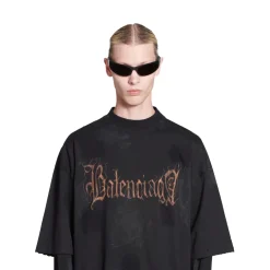 T-shirt Heavy Metal Large Fit in Nero Délavé