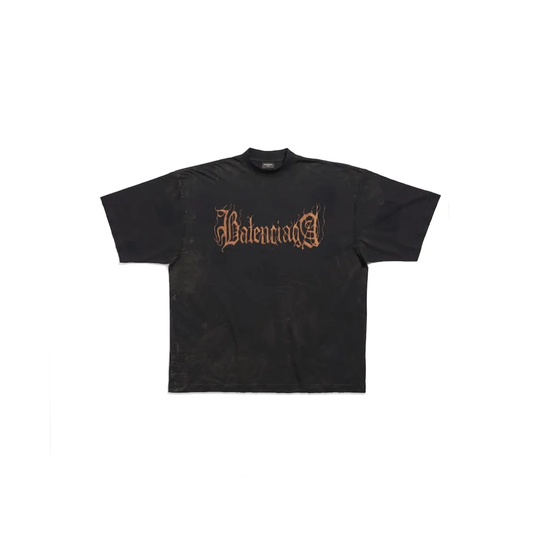 T-shirt Heavy Metal Large Fit in Nero Délavé