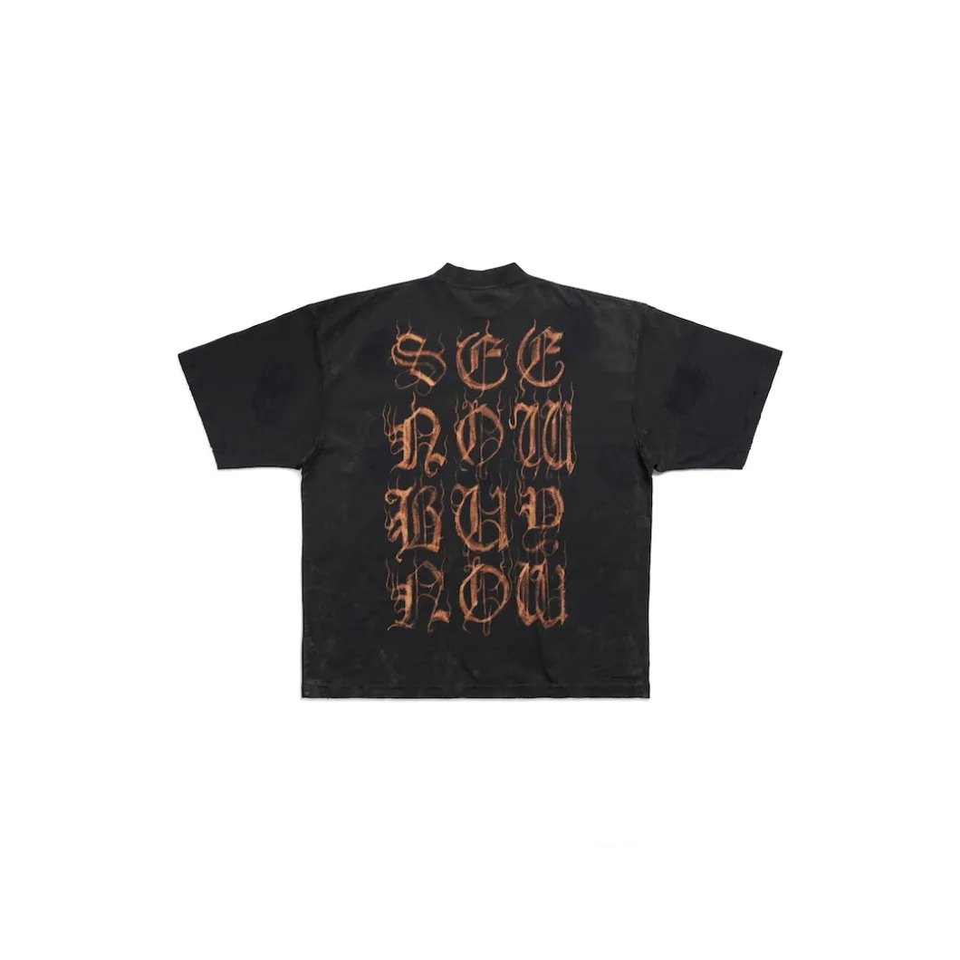 T-shirt Heavy Metal Large Fit in Nero Délavé