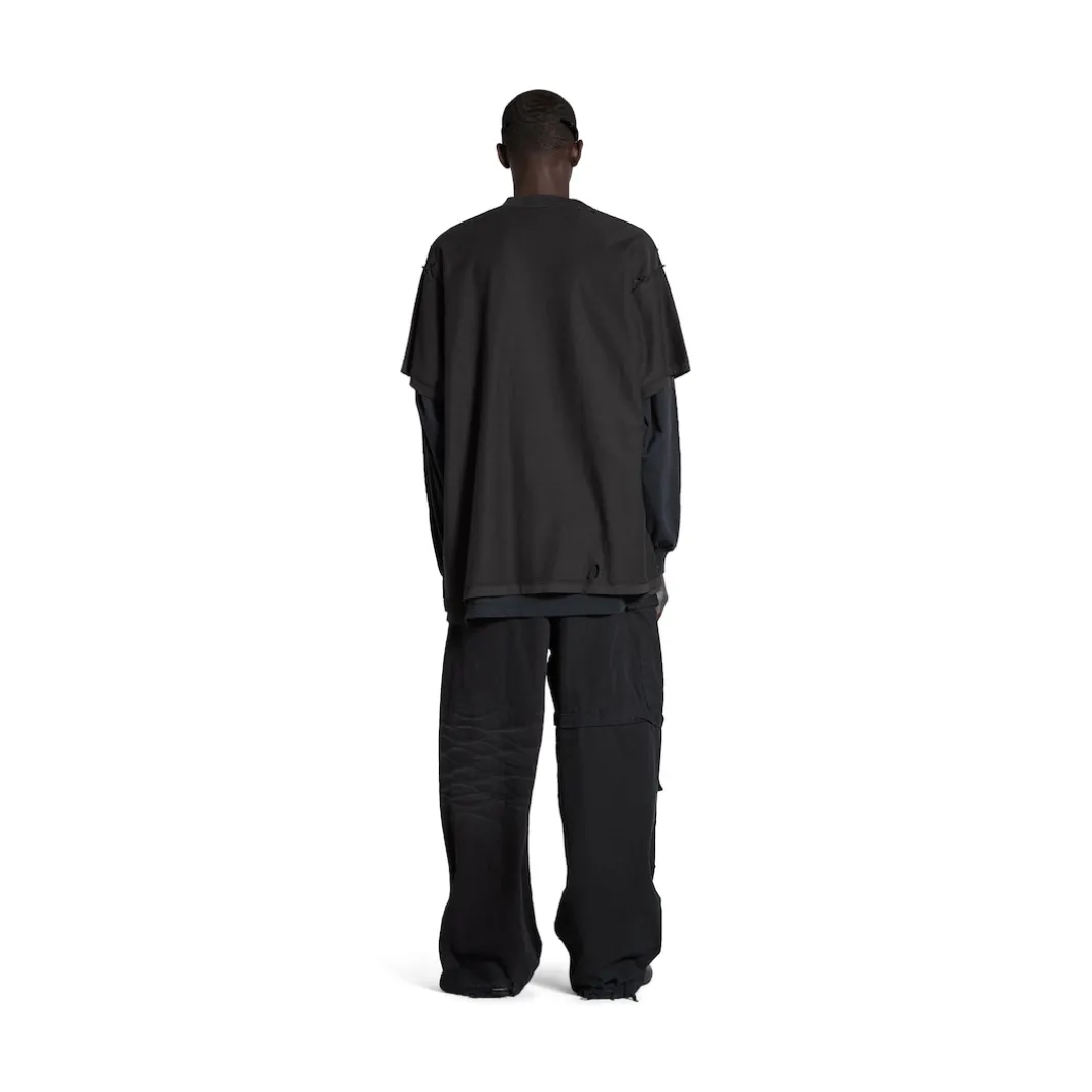T-shirt Inside-out Antwerpen Oversize in Nero