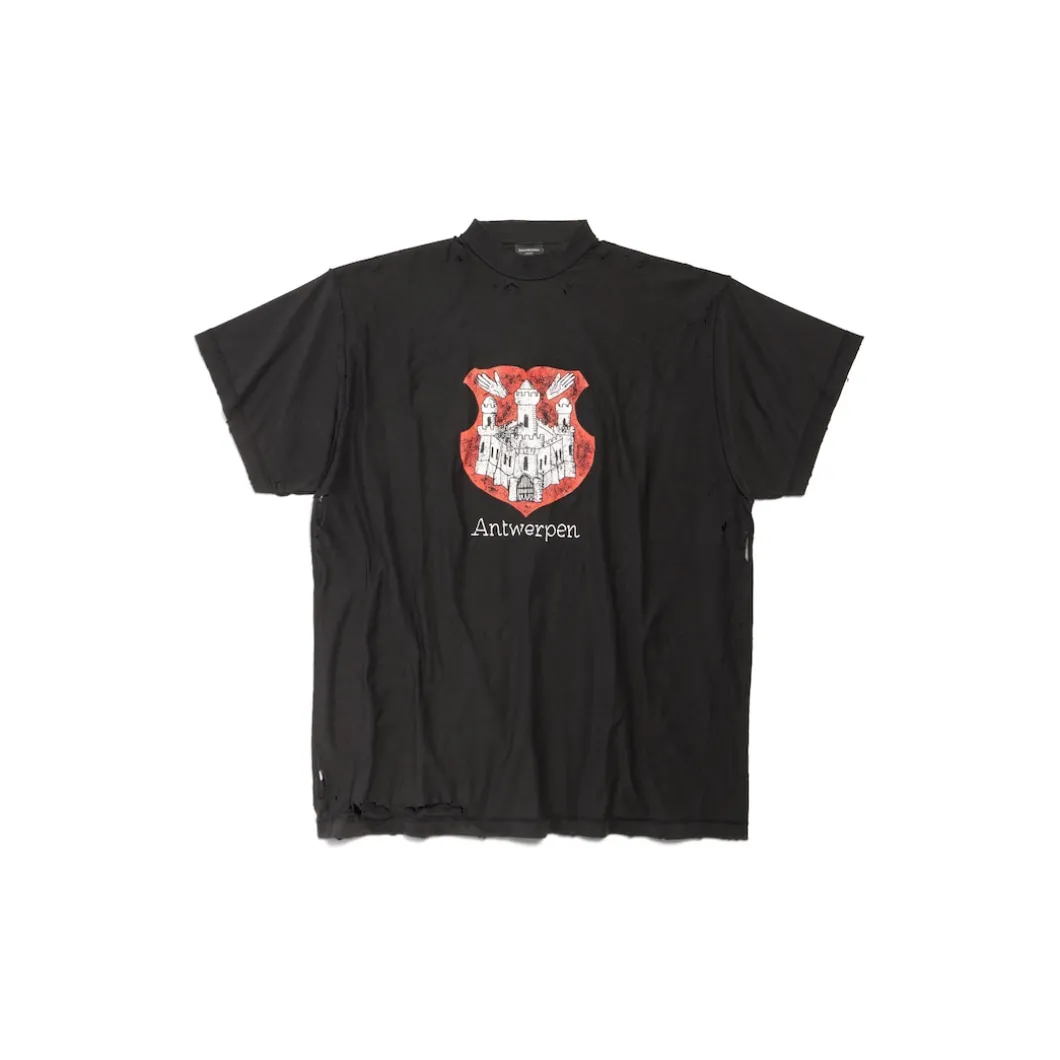 T-shirt Inside-out Antwerpen Oversize in Nero