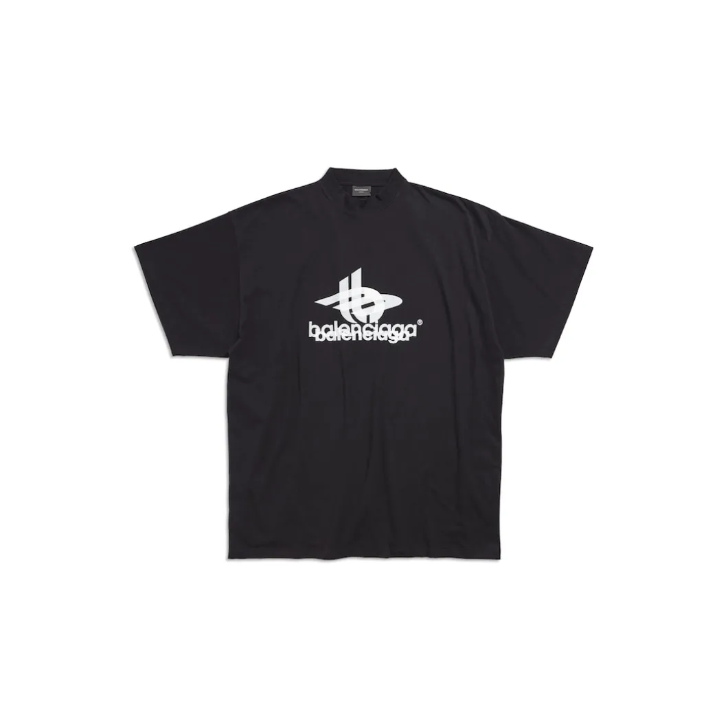 T-shirt Layered Sports Oversize in Nero/bianco