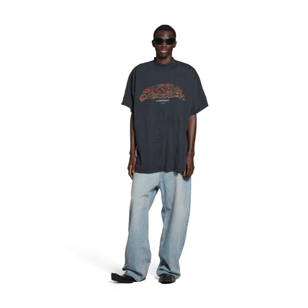 T-shirt Offshore Oversize in Nero Délavé