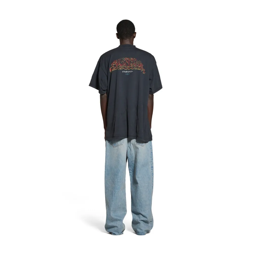 T-shirt Offshore Oversize in Nero Délavé