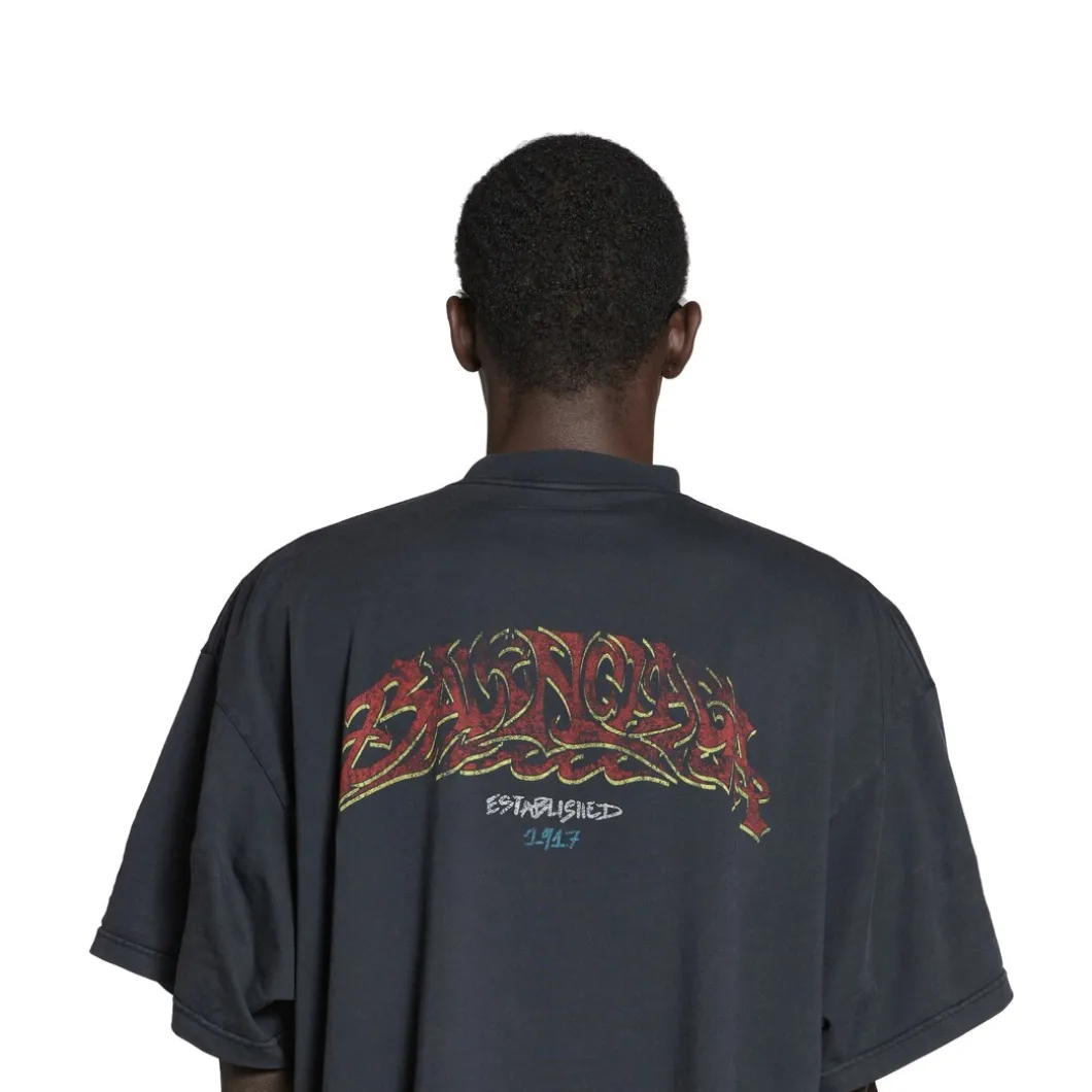 T-shirt Offshore Oversize in Nero Délavé