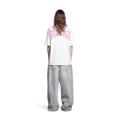 T-shirt Paris Tropical Medium Fit in Bianco/rosa