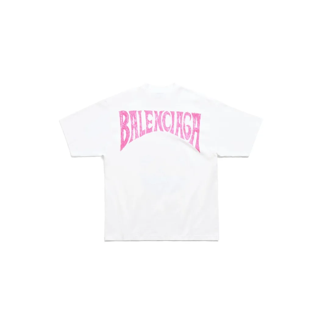T-shirt Paris Tropical Medium Fit in Bianco/rosa