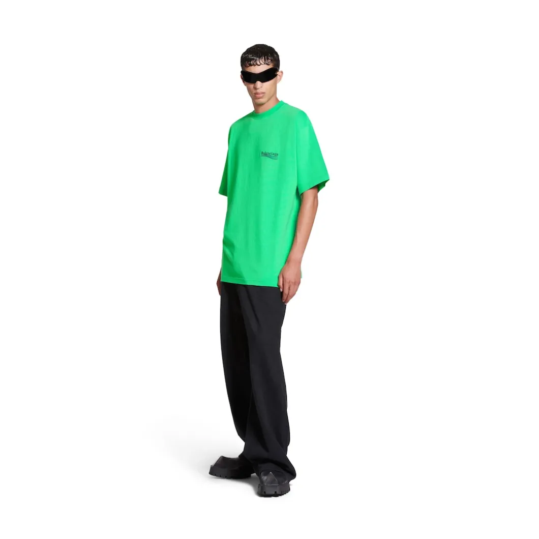 T-shirt Political Campaign Large Fit in Verde/nero/blu