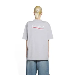 T-shirt Political Campaign Large Fit da Donna in Grigio