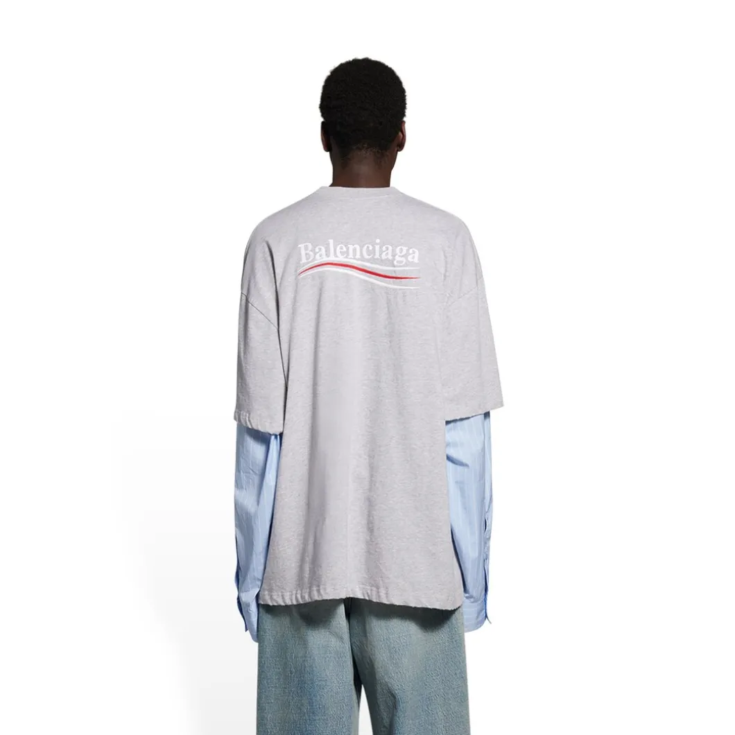 T-shirt Political Campaign Layered in Grigio