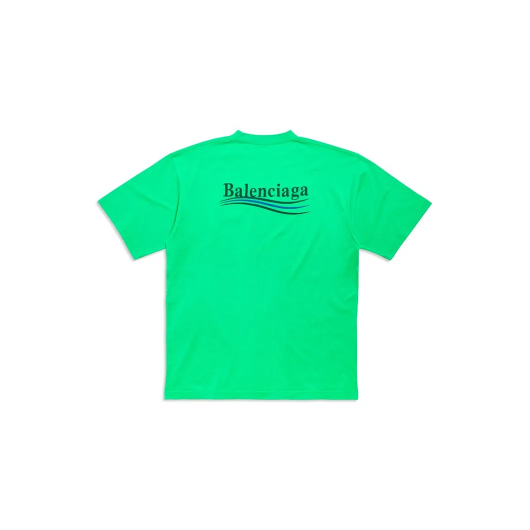 T-shirt Political Campaign Large Fit in Verde/nero/blu