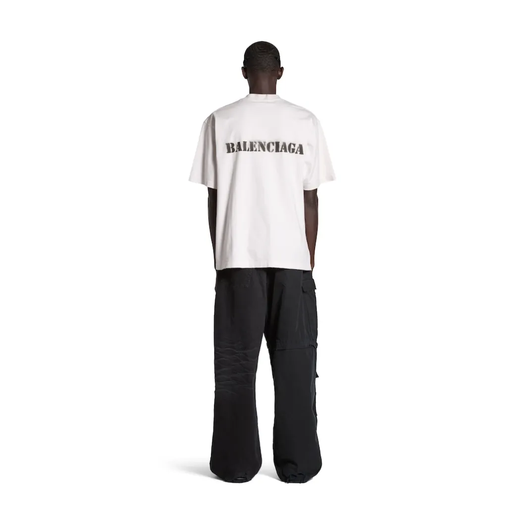 T-shirt Stencil Type Medium Fit in Bianco Sporco/nero