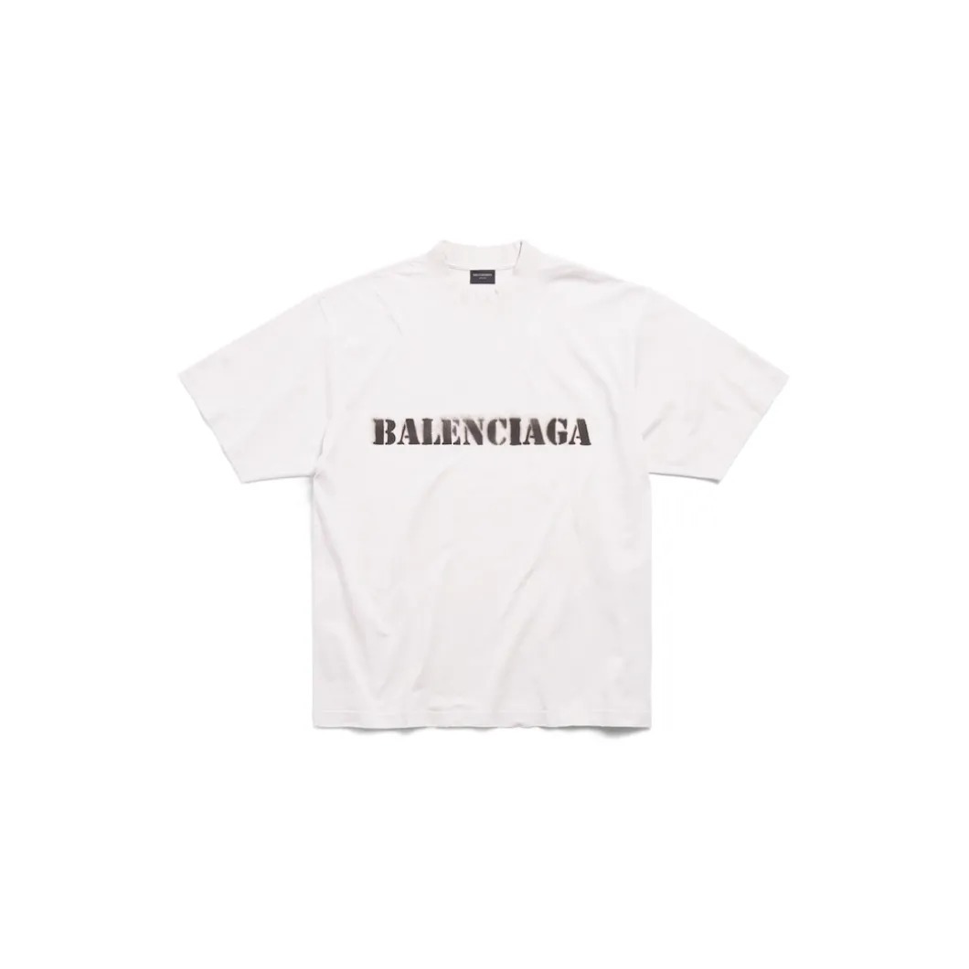 T-shirt Stencil Type Medium Fit in Bianco Sporco/nero