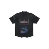 T-shirt Upside Down Paris Moon Oversize in Nero D&eacute;lav&eacute;