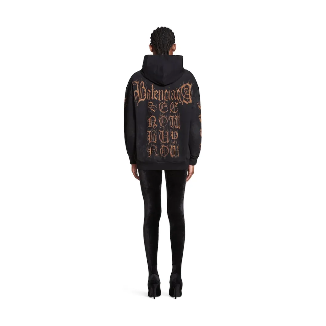Zip-up Hoodie Heavy Metal Small Fit in Nero Délavé