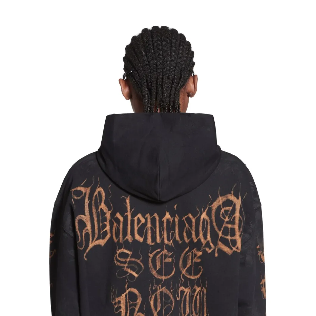Zip-up Hoodie Heavy Metal Small Fit in Nero Délavé