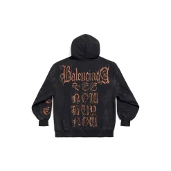 Zip-up Hoodie Heavy Metal Small Fit in Nero Délavé