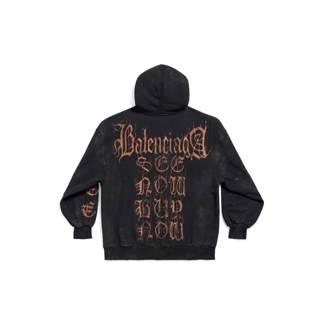 Zip-up Hoodie Heavy Metal Small Fit in Nero Délavé