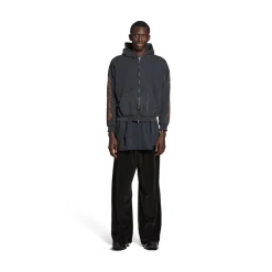 Zip-up Hoodie Offshore Medium Fit in Nero Délavé